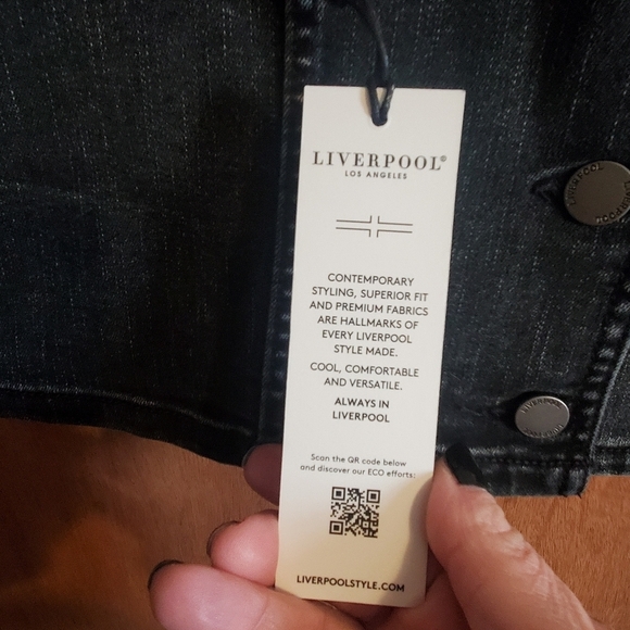 Liverpool BLACKl Denim Vest. NWT LARGE. Denim Vest - Picture 3 of 10